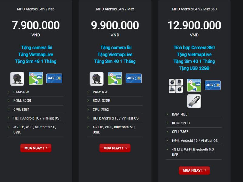 Cấu hình phần cứng MHU Android Cấu hình phần cứng MHU Android
