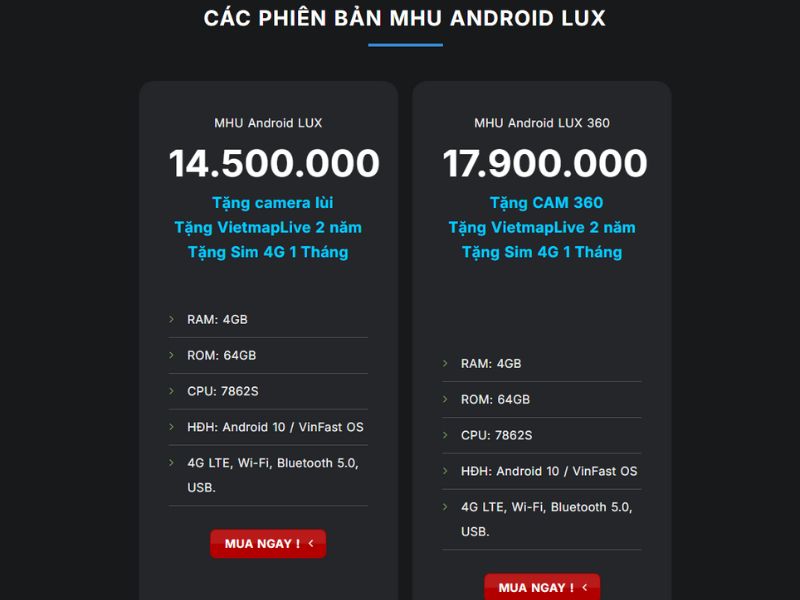 Cấu hình và hiệu năng hoạt động