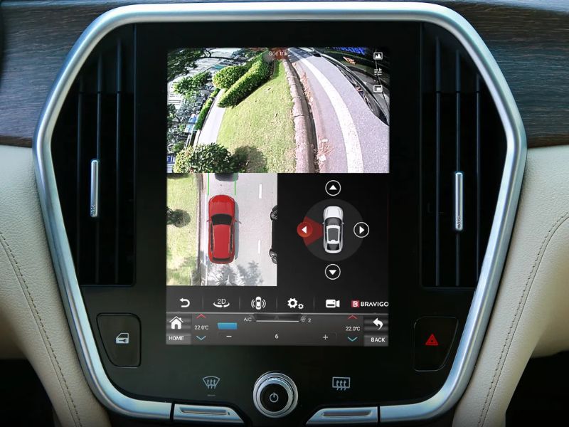 Tích hợp camera lùi, camera 360, định vị GPS