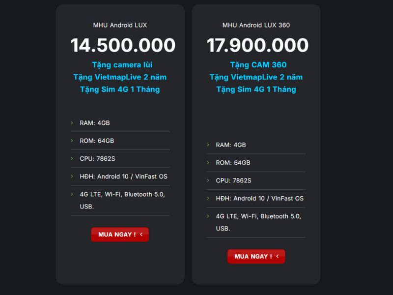 Cấu hình phần cứng của MHU Android Lux Cấu hình phần cứng của MHU Android Lux