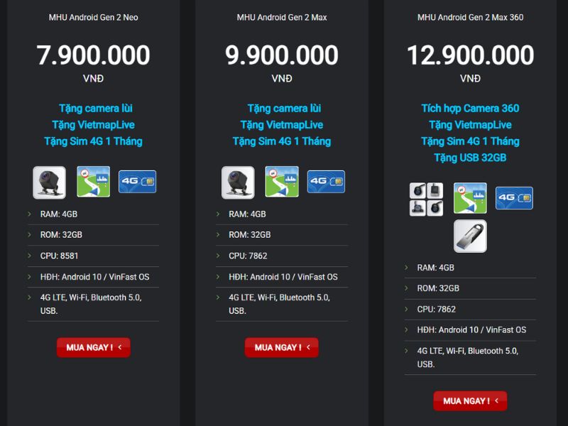 Cấu hình phần cứng của MHU Android VF3 Cấu hình phần cứng của MHU Android VF3