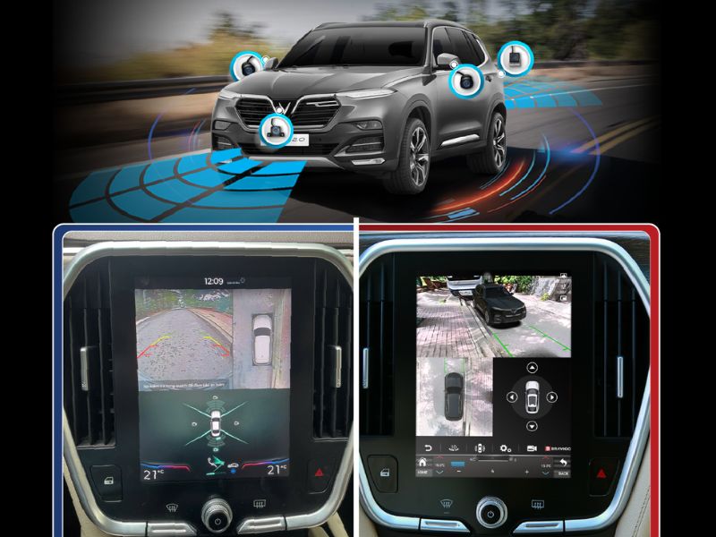 Hỗ trợ quan sát với camera lùi và camera 360°